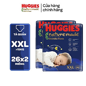 Combo 2 Tã quần Huggies Naturemade ban đêm M58/L44/XL38/XXL26