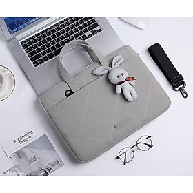 Túi chống sốc da cặp da chống sốc cho macbook, laptop, surface đeo chéo cute tặng kèm gấu bông