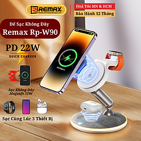 Mua Bộ sạc không dây 22W 3in1 Remax RP-W90 Dock sạc nhanh 3 thiết bị cùng lúc - Hàng Chính Hãng Remax