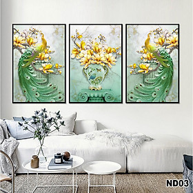 Mua Tranh treo tường CAO CẤP 3 bức phong cách hiện đại Bắc Âu 02  tranh hoa lan trang trí phòng khách  phòng ngủ  phòng ăn