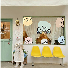 Mua Hình dán bear aesthetic trang trí gương cửa hàng cute 10
