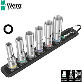 Bộ đầu tuýp dài 1/2" gồm 6 cái Belt C Deep 1 socket set Wera 05004565001