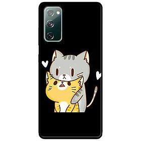 Ốp lưng dành cho Samsung A90 - Samsung S20 FE mẫu Hai Chú Mèo Ôm Nền Đen