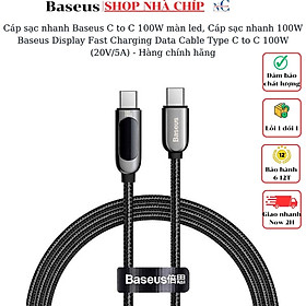 Hình ảnh Cáp sạc nhanh Baseus C to C 100W màn led, Cáp sạc nhanh 100W Baseus Display Fast Charging Data Cable Type C to C 100W (20V/5A) - Hàng chính hãng