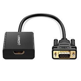 bộ chuyển HDMI cái ra VGA đực + âm thanh jack 3.5mm Ugreen 694CO20694BC 30CM hàng chính hãng