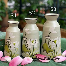 Mua Bộ bình hoa gốm mộc- lọ hoa gốm mộc- Bình hoa ly thắt vẽ tay gốm mộc hàng Bát Tràng Cao cấp