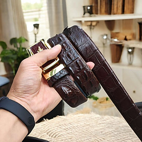 Dây nịt nam gai lưng cá sấu LIỀN NGUYÊN CON N24N2 (Mặt vàng)