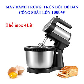 Máy đánh trứng trộn bột để bàn 1000W siêu khỏe, thố inox 4L. Máy đánh trứng S.O.K.A.N.Y đa năng 5 tốc độ, công suất lớn