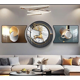 Mua Tranh treo tường tráng gương cách điệu hươu vàng trang trí decor phòng khách quà tặng