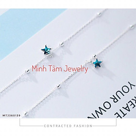 Lắc chân bạc 925 ngôi sao xanh may mắn,Lắc chân ngôi sao xanh chuông bạc 925-Minh Tâm Jewelry