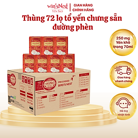 Thùng 72 lọ Yến sào win'sNest 250mg (20%) tổ yến chưng sẵn đường phèn (70 ml/ lọ)