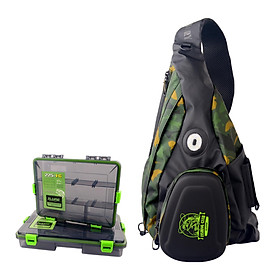 Single Shoulder Bag Fishing Tackle Bag Outdoor Shoulder Storage Bag Fishing Gear Bag with 2 Bait Boxes LED Warning Light