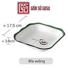 Mua Bán lẻ bộ chén đĩa gốm sứ cao cấp mã PDS001 họa tiết quả bơ dễ thương  men sáng dày dặn