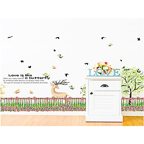 Decal dán tường chân rào cây hươu