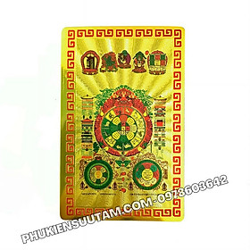 Thẻ Kim Bài Chín Cung Điện Manjusri Và Tám Bát Quái Mật Tông, kích thước: 8.3cmx5.3cmx0.2cm, màu: vàng - SP005751