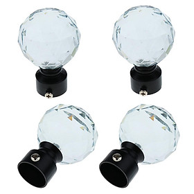 4x Crystal Ball Window Curtain Rod End Rail Pole Head  fit 28mm Dia. Rods