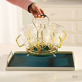 ÚP CỐC TRÒN CÓ KHAY HỨNG | GIÁ ÚP LY CỐC SƠN TĨNH ĐIỆN KÈM KHAY HỨNG TRÒN HOME LUXURY DECOR PHONG CÁCH VINTAGE 2022 NEW