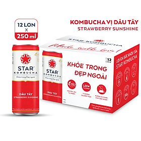 Thùng 12 lon thức uống lên men STAR KOMBUCHA Dâu Tây Strawberry Sunshine