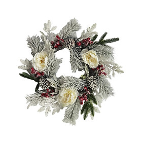 Christmas Wreath Winter Wreath Peony Flower 20in Xmas Decoration Xmas Wreath for Wall Home Office Festival Wedding Front Door