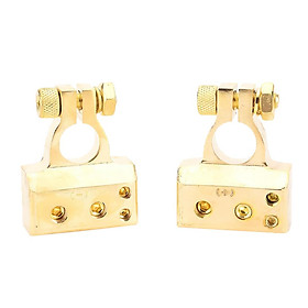 1 Pair 2 4 8 Gauge AWG Car Battery Terminal Positive & Negative Gold Plated