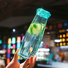 Bình Nước Thủy Tinh, Bình Đựng Nước Kim Cương Nhiều Màu Phong Cách Hàn Quốc 500ml.