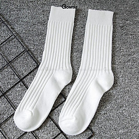 Tất vớ nam nữ cổ cao cao cấp, mẫu gân chìm nhiều màu, chất liệu cotton mềm mại - CAOGANCHIM-UYE-7005-1DOI
