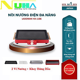 Mua Bếp nướng điện 2 vỉ 1500W Ladomax HA-1186 có vỉ nướng và khay nướng rời để nướng được nhiều loại thức ăn hơn-Hàng chính hãng