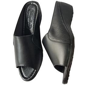 Dép Đế Xuồng Nữ BIGBEN Da Bò Thật Cao 5 Phân DX61