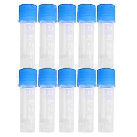 10pcs 1.8ml Plastic Graduated Cryovial Test Tube  W/ Screw Cap