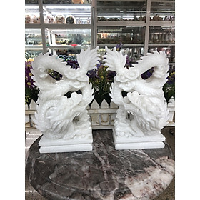 Mua Cặp Rồng đứng phong thủy đá cẩm thạch trắng - Cao 23 cm