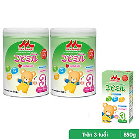 Combo 2 lon Sữa Morinaga số 3 Hương dâu  850g + 1 Hộp Morinaga Hương Vani  216gr