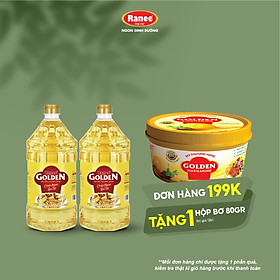 {Đơn 199k tặng hộp bơ 80g} Combo 2 chai dầu ăn Ranee Golden 2 lít (2 lít/chai x 2 chai)