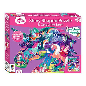 Magical Unicorn Forest Shiny Shaped Puzzle With Book