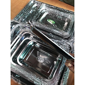 Khay inox sâu lòng và khay inox thấp lòng đủ cỡ mâm inox chữ nhật đựng thức ăn mâm làm bánh mâm inox tiệm cơm mâm cơm