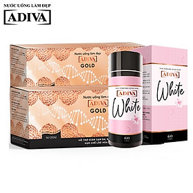 Combo 02 Hộp Gold ADIVA Collagen 14 lọ hộp và 1 hộp White ADIVA60 viên