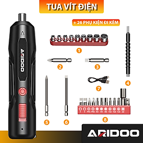 Mua Tua Vít Điện Thông Minh ARIDOO   Máy Vặn Vít Đa Dụng Kèm 26 Phụ Kiện