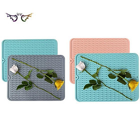 Mua 2Pcs Silicone Dish Drying Mat for Multiple Usage Easy Clean Eco-Friendly Heat-Resistant Silicone Mat Grey & Nordic blue