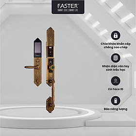 Khóa thông minh đại sảnh FS009GB BRASS FASTER mở bằng Face ID mật mã, vân tay, thẻ từ