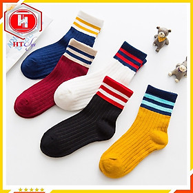 Set 5 Đôi Tất vớ trẻ em cotton mềm mịn thoáng mái cho bé trai bé gái - Tất cao cổ cho bé phong cách Hàn Quốc