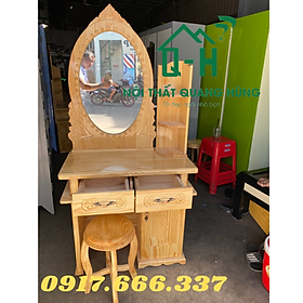 Mua BÀN TRANG ĐIỂM KÍNH TRÒN GỖ THÔNG MÀU VÀNG DÀNH CHO PHÁI  ĐẸP