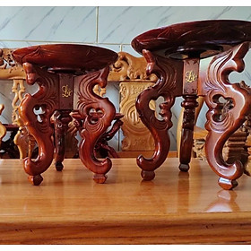 Mua Chò gỗ 3 chân chạm khắc hoa văn gỗ xà cừ +Đĩa chưng trái cây bàn thờ