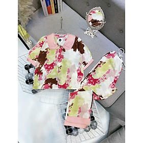 Đồ Bộ Pijama Nữ  Đồ Bộ Mặc Nhà Nữ Tay Ngắn, Quần Dài Chất Mango Cao Cấp, Không Nhăn Nhiều Họa Tiết Sang Trọng