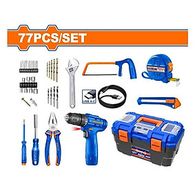 BỘ 77 MÓN DỤNG CỤ CẦM TAY KÈM MÁY KHOAN DÙNG PIN 12V (WCDS510） WADFOW WDT1B77 - HÀNG CHÍNH HÃNG