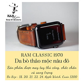 Dây đồng hồ da bò vegtan thảo mộc nâu đỏ RAM classic 1970 - tặng khóa chốt và cây thay dây