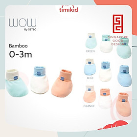 Set 3 đôi Bao Chân Cho Bé Sơ Sinh Không Bị Đau Cổ Chân Wow by Oeteo Bamboo Cao Cấp Mềm Mịn