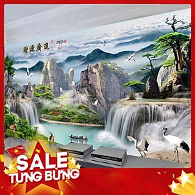 Mua Tranh thêu phong cảnh lưu thuỷ sinh tài khổ lớn 244x149cm