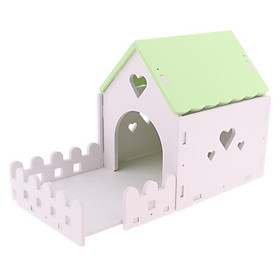 Wooden Hamster House Hideout Hut Exercise Play Toys for Mouse green