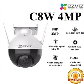 Camera Wifi Ngoài Trời EZVIZ C8W 4M 2K Quay 360 Độ, Màu Ban Đêm, Đàm Thoại 2 Chiều, Nhận Diện Người Bằng AI - Hàng Chính Hãng