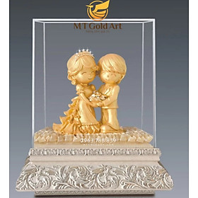 Hình ảnh Tượng cô dâu chú rể dát vàng 24k( 19x27x34cm) MT Gokd Art- Hàng chính hãng, quà tặng ngày cưới, kỷ niệm ngày cưới