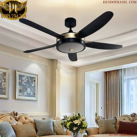 Mua Quạt trần đèn hiện đại phòng khách phòng ngủ quạt 5 cánh có đèn led 3 chế độ sáng  điều khiển từ xa êm gió QTD